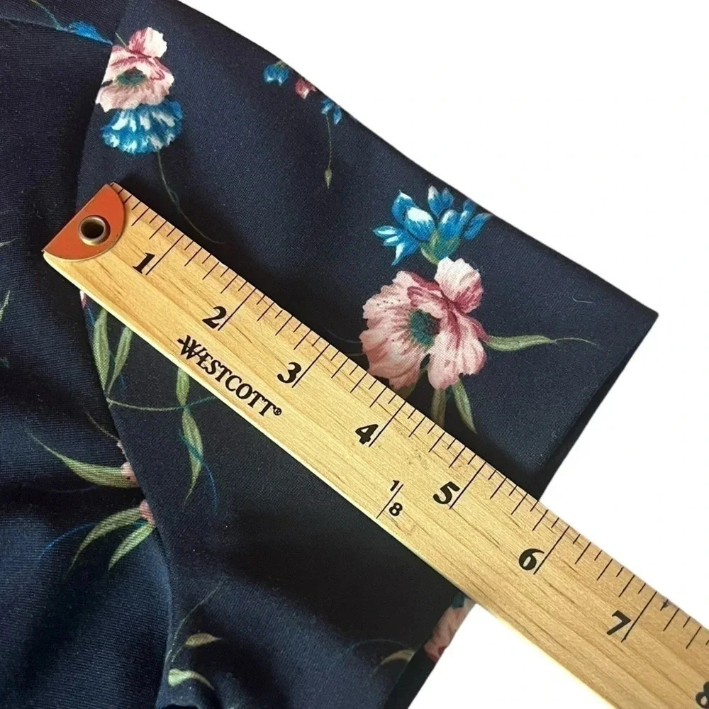 NWT Loft Outlet Floral Business Pleated waist Midi short Sleeve Office Size 2 - Picture 9 of 14